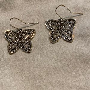 New - Sterling silver- butterfly- dangle earrings